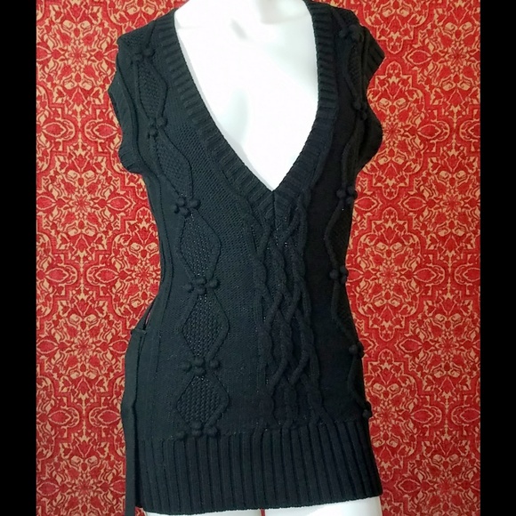 ANN TAYLOR LOFT black sweater vest tunic XS 💥🕚⤵️ - Picture 2 of 9